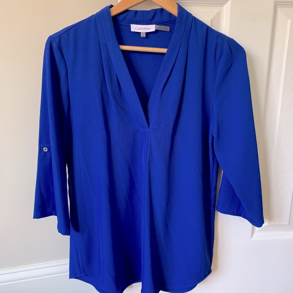 Calvin Klein Blouse with tie up sleeves